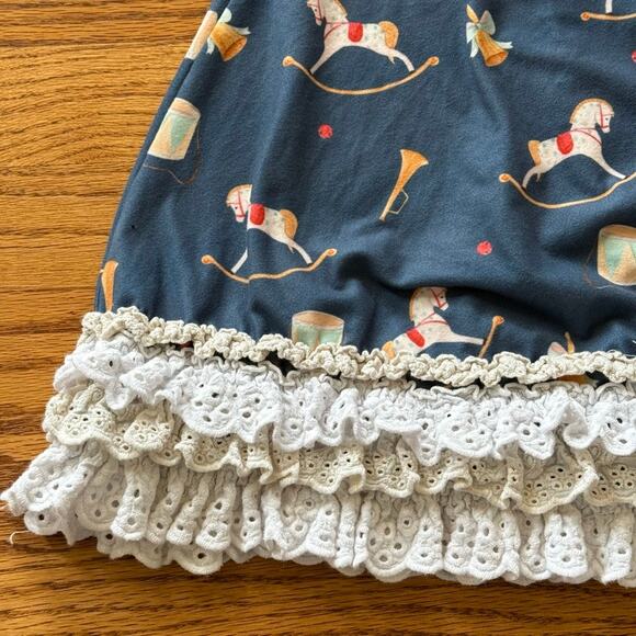Love and Grow Rocking Horse Ruffle Hem Long Sleeve Nightgown 10YR Christmas - Picture 4 of 7